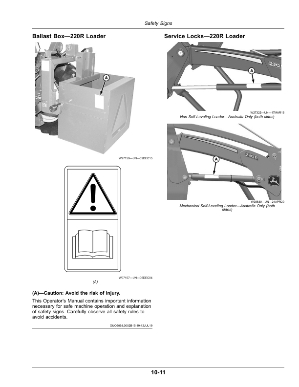 John Deere 120R, 220R Loaders Operator’s Manual (UK Edition) Non Self-Leveling Loaders Manufactured in July 2020, Forward Operator's Manual (OMPXX16597) - Image 2