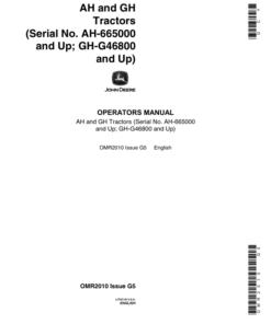 John Deere AH & GH Tractors Operator's Manual (OMR2010)