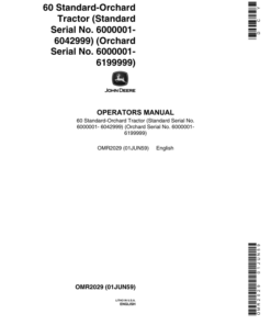John Deere 60 Standard-Orchard Tractor, 60 Orchard Tractor Operator's Manual (OMR2029)