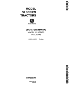 John Deere Model 50 Series Tractors Operator's Manual (OMR2033)