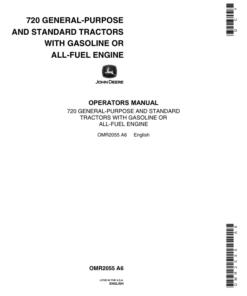 John Deere 720 Utility Tractor - Gas & All Fuel Operator's Manual (OMR2055)
