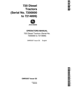 John Deere 720 Utility Tractor, Diesel Operator's Manual (OMR2057)