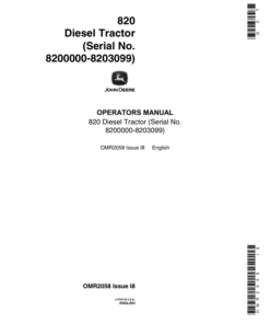 John Deere 820 Utility Tractor, Diesel, Gas Cranking Engine Operator's Manual (OMR2058)