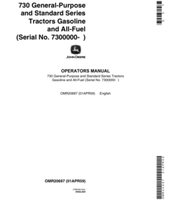 John Deere 730 General-Purpose & Standard Series Tractors Gasoline & All Fuel Operator's Manual (OMR20697)