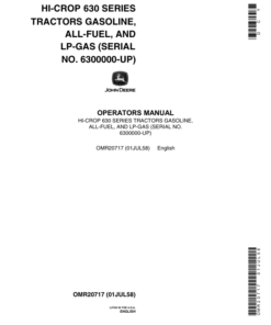 John Deere 630 Utility HI-CropTractor Operator's Manual (OMR20717)