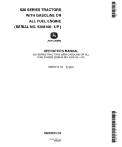 John Deere 520 Tractor, Gas & All Fuel Operator's Manual (OMR2074)