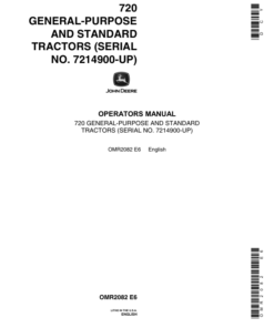 John Deere 720 Utility Tractor, Gas & All Fuel Operator's Manual (OMR2082)
