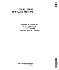 John Deere 7185J, 7205J, 7225J Tractors Operator's Manual (OMR319311)
