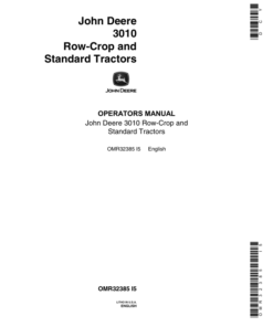 John Deere 3010 Row Crop Standard Tractor Operator's Manual (OMR32385)