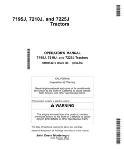 John Deere 7195J, 7210J, 7225J Tractors Operator's Manual (OMR554275)