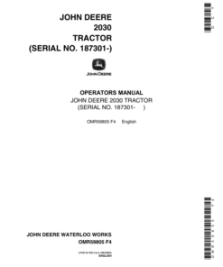 John Deere 2030 Utility Tractor Operator's Manual (OMR59805)