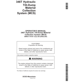 John Deere 346T Material Collection System Operator's Manual (OMRA1176181)