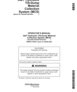 John Deere MCS 342T (SN-), ENGLISH Operator's Manual (OMRA1193291)