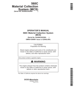 John Deere 560C Material Collection System Operator's Manual (OMRA1209991)