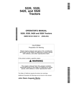 John Deere 5220, 5320,5420, 5520 Tractors Operator's Manual (OMRE199128)
