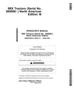John Deere 9470RX, 9520RX, 9570RX & 9620RX (9RX) Tractors Operator's Manual (OMRE584633)