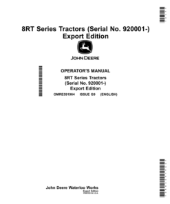 John Deere 8370RT, 8345RT, 8320RT (8RT) Series Tractors Operator's Manual (OMRE591964)