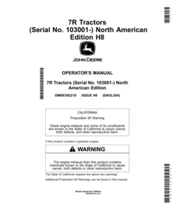 John Deere 7210R, 7230R, 7250R, 7270R, 7290R & 7310R Tractors Operator's Manual (OMRE592218)