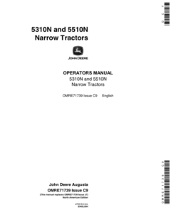 John Deere 5310N, 5510N Narrow Tractors Operator's Manual (OMRE71739)
