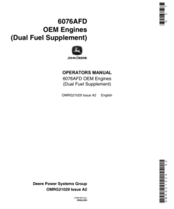 John Deere 6076 Duel Fuel OEM Engines Operator's Manual (OMRG21029)