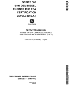 John Deere 6101 OEM Diesel Engines Operator's Manual (OMRG25414)