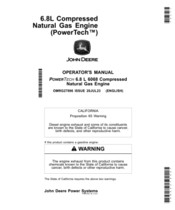 John Deere PowerTech 6.8L 6068 Compressed Natural Gas Engine Operator's Manual (OMRG27896)