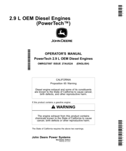 John Deere 2.9 L OEM Diesel Engines (PowerTech) Operator's Manual (OMRG27897)