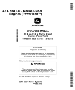 John Deere 4.5 L, 6.8 L Marine Diesel Engines (PowerTech) Operator's Manual (OMRG28997)