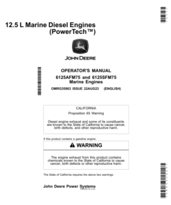 John Deere PowerTech 6125AFM75, 6125SFM75 Marine Engines Operator's Manual (OMRG35863)