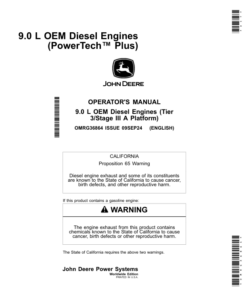 John Deere 9.0 L OEM Diesel Engines (PowerTech Plus) Operator's Manual (OMRG36864)