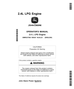 John Deere 2.4 L 4024DFN70LPG Engine Operator's Manual (OMRG37502)
