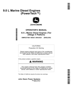 John Deere 9.0 L Marine Diesel Engines (PowerTech) Operator's Manual (OMRG37504)