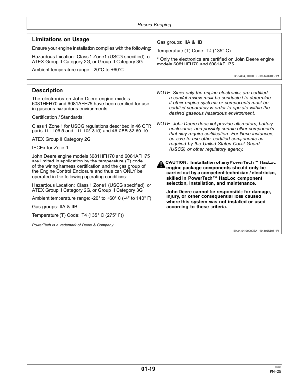John Deere 6081AFH75 PowerTech HazLoc Marine Diesel Engine (Supplement to OMRG35860) Operator's Manual (OMRG37863) - Image 2