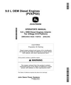 John Deere 9.0 L OEM Diesel Engines (PVX/PSX) Operator's Manual (OMRG38038)
