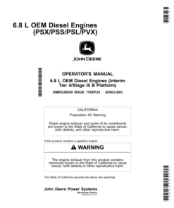 John Deere 6.8 L OEM Diesel Engines (PSX/PSS/PSL/PVX) Operator's Manual (OMRG38059)