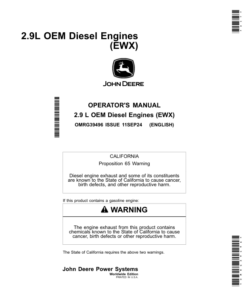 John Deere 2.9L OEM Diesel Engines (EWX) Operator's Manual (OMRG39496)