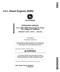 John Deere 4.5 L Diesel Engines (EWX) Operator's Manual (OMRG39901)