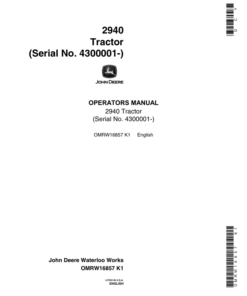 John Deere 2940 Tractors Operator's Manual (OMRW16857)