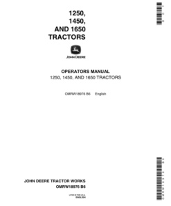 John Deere 1250, 1450, 1650 Tractors Operator's Manual (OMRW18976)