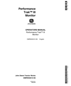 John Deere Performance Trac III Monitor Operator's Manual (OMRW20515)