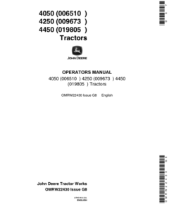 John Deere 4050 (006510-), 4250(009673-), 4450 (019805-) Tractors Operator's Manual (OMRW22430)