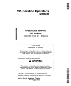 John Deere 595 Backhoe (North America) Operator's Manual (OMSJ10027)