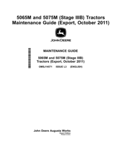 John Deere 5065M, 5075M (Stage IIIB) Tractors Maintenance Guide (October 2011) Operator's Manual (OMSJ14571)