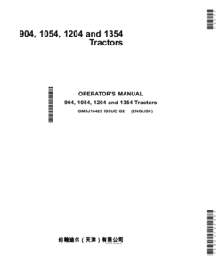 John Deere 904, 1054, 1204, 1354 Tractors Operator's Manual (OMSJ16423)