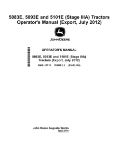 John Deere 5083E, 5093E, 5101E (Stage IIIA) Tractors (July 2012-) Operator's Manual (OMSJ16715)