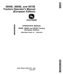 John Deere 5055E, 5065E, 5075E Tractors (European Edition) Operator's Manual (OMSJ20850)