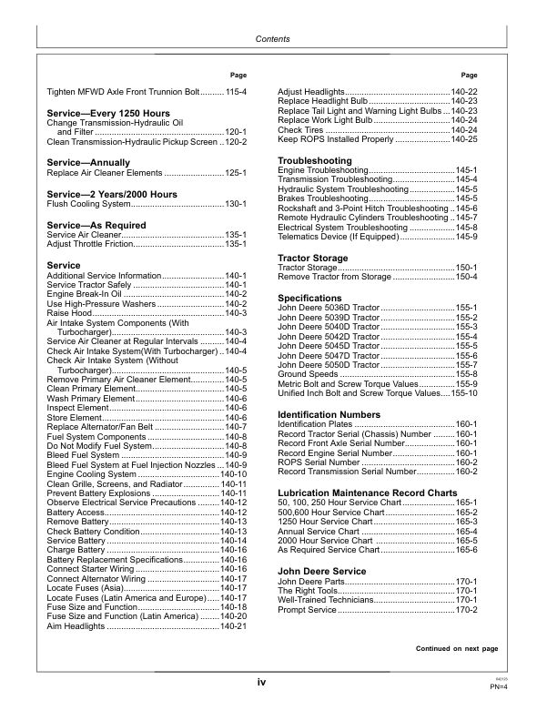 John Deere 5036D, 5039D, 5040D, 5042D, 5045D, 5047D, 5050D Tractors (Export Edition) Operator's Manual (OMSJ20905) - Image 3