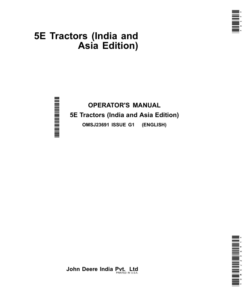 John Deere 5055E, 5060E, 5065E, 5075E Tractors (Asia) Operator's Manual (OMSJ23691)