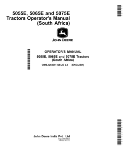 John Deere 5055E, 5065E, 5075E Tractors (South Africa) Operator's Manual (OMSJ25839)