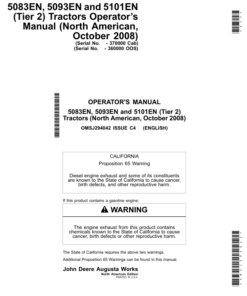 John Deere 5083EN, 5093EN, 5101EN (Tier 2) Tractors Operator’s Manual (October 2008) (-360000 OOS) (-370000 Cab) Operator's Manual (OMSJ294042)